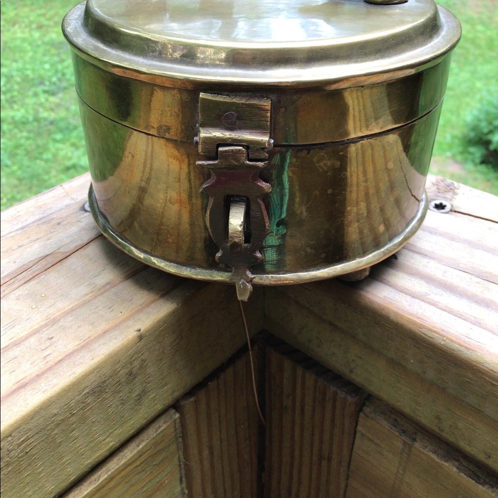 Brass round box with hinged lid India